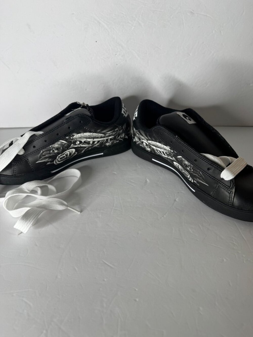 Osiris Serve Abel Y2K Skate Sneaker Tattoo Skull Pistol Black White US 9 EU 42 - Picture 8 of 11